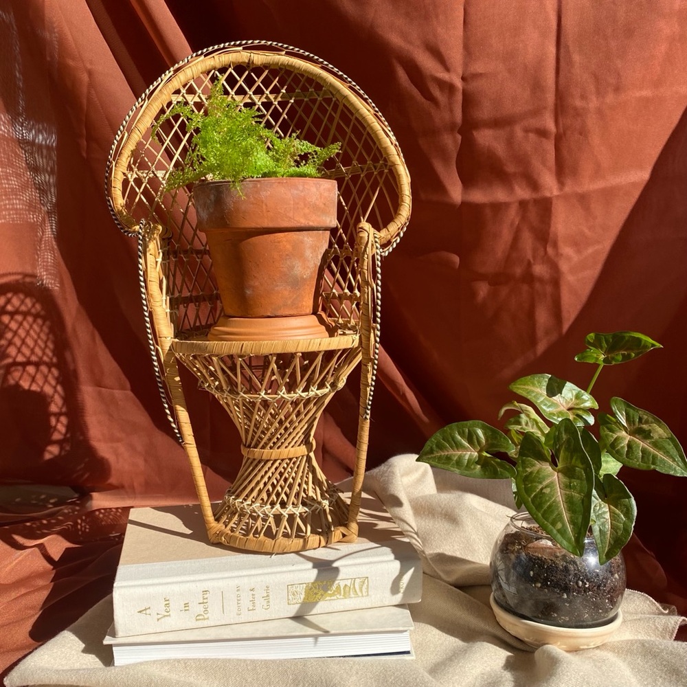 Antique Large Wicker Peacock Plant Chair